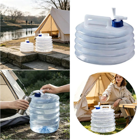 10L Collapsible Water Container with Spigot for Camping and Hiking by a Tent, Ultra Portable Foldable Water Jug