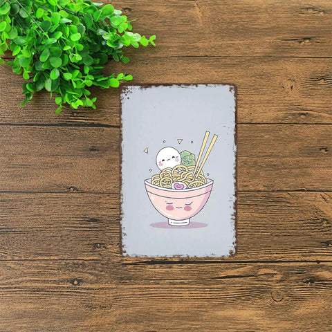 Vintage Metal Sign Ramen Theme Tin Wall Art For Home Office Garage Decor Cute Japanese Style With Retro Vibe 8 By 12 Inch Aluminum Plaque With Rustic Finish Durable And Easy To Mount