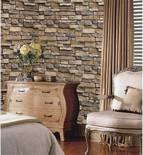 Room with Peel And Stick Stone Brick Wallpaper 24 By 195 Inches Self Adhesive Backsplash Wall Covering For Easy DIY Install Removable Decor