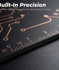 Close-up of integrated measurement scale on All-in-One Soldering Stand With Four Handy Helping Hands And 5X Magnifier base