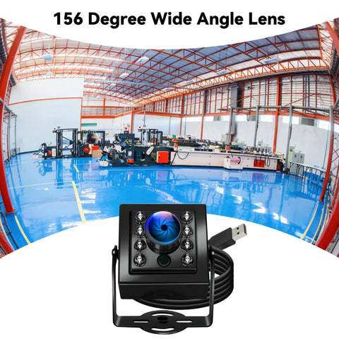 1080P USB Camera With 60FPS High Speed Capture, 170 Degree Fisheye Wide Angle, IR Night Vision And Auto IR Cut displayed in factory.