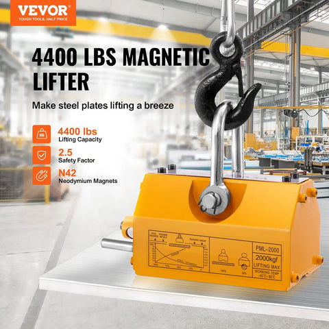 Heavy Duty 4400 Lbs Lifting Magnet With Release For Hoist And Shop Crane displayed in industrial setting