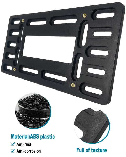 Universal Front License Plate Bracket Kit For Cars, Quick Front Mount with copper threaded inserts, ABS plastic material