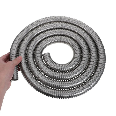 Kickass Stainless Steel Flexible Metal Conduit For Wire Protection 1 Inch X 9.8 Feet shown coiled in hand, highlighting flexible design.