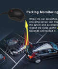 360 Degree Car Surround View System With DVR Recording And Backup Cam, Parking Monitor feature displayed with parked cars.