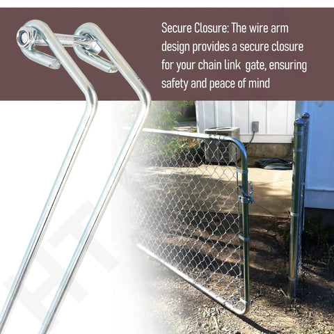 Wire Arm Throw Over Gate Latch For Chain Link Fences, Durable Residential Gate Hardware, Fits 1 And 1 Eighth Inch Or 1 And 3 Eighth Inch Tube Frames, Silver Finish, 13.5 Inches Long, Easy Install