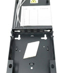 Interior view of Wall Mount Fiber Enclosure With Splicing Module And Loaded Six Port LC UPC Singlemode Duplex LGX Panel