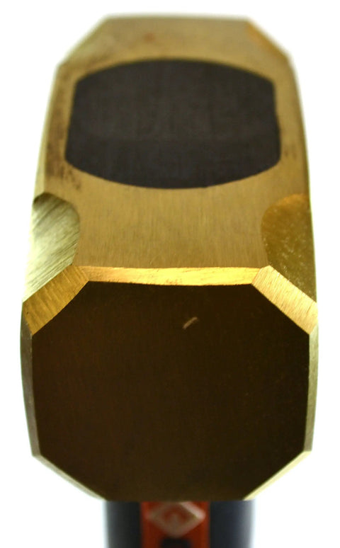 Close-up of Brass Head Sledge Hammer With Indestructible 12-Inch Handle, 2.5 Lb Drop-Forged Spark-Resistant Head