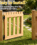 Rock Solid Four Pack Black Gate Hinges Made From Top Shelf 304 Stainless Steel For Outdoor Fences And Farms Rust Proof Heavy Duty Door Hardware Smooth Swing Action That Just Works Like A Charm, installed on wooden gate.