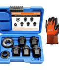 Beefed-Up Seven-Piece Wheel Stud Installer Tool Set for Cars and Trucks with Glove, Universal Fit, Sizes M12x1.25/1.5/1.75, M14x1.5