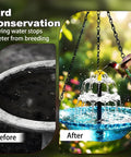 Sun Powered Bird Bath Fountain For Outdoors With Glass Bowl Solar Pump And Flowing Water Feature Easy No Battery Setup