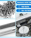Durable Quarter Inch Grommet Kit With Tool Set Of 120 Metal Eyelets And Punch Tools In A Handy Storage Case showing metal eyelets and tools