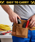 Rugged 15 To 30 Amp Rv Power Adapter Nema 5-15P To Tt-30R Plug In Converter in a tool belt, used for RV power connection.