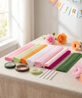 DIY Crepe Paper Flower Kit With Precut Sheets And Metal Wire For Realistic Bouquets Easy To Shape Flowers All In One Floral Stem Craft Set For Weddings And Scrapbooking, folded sheets
