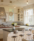 Kitchen with Modern Gold Moravian Star Pendant Light With Clear Glass Shade Adjustable 47.2 Inch Hanging Wire Handcrafted Brass Star