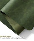 Close-up of Forest Green Distressed PU Leather Desk Pad Non Slip Desk Mat For Home And Office Large 36x17 Inches Ideal Desk Organizer