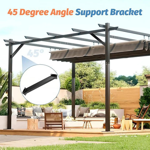 45 Degree Angle Bracket Set For Outdoor Wood Structures, Heavy Duty Inside Mount Corner Braces For Gazebos, Patios, Pergolas, Treehouses And More, 4-Pack DIY Kit