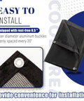 Folded Open Weave Shade Cloth Mesh Tarp With Grommets 6x8 Ft Heavy Duty shown with close-up of rust-free grommet