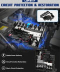 Badass Underhood Battery Distribution Fuse Block Rock Solid Abs Plastic And Metal Core Fits Chevy Silverado 1500 2500HD 3500HD And Gmc Sierra No Hassle Bolt On Replacement view inside truck engine bay with circuit connectors.