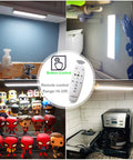 Rechargeable Under Cabinet Lights 4 Pack Wireless RGB LED Lighting with Remote, shown in kitchen and display settings