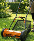 Lightweight 16 Inch Push Lawn Mower With Rear Roller For Stripes Four Adjustable Cutting Heights From 0.6 To 1.6 Inches