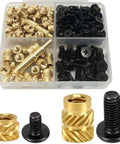 Heavy Duty Pro Grade Threaded Insert And Bolt Kit For Industrial 3D Printing Projects 200 Pcs Includes 100 Pcs Brass M3 M4 Heat Set Inserts And 100 Pcs Stainless Steel Black Bolts For Secure Fastening