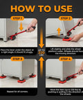 Step-by-step guide on using Heavy Duty No Sweat Furniture Lifter Tool Set With Adjustable Height, 4 Wheel Movers Sliders, Red
