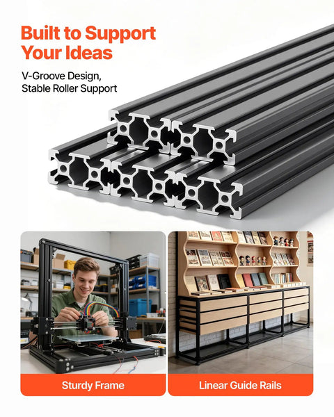 Five Piece 2040 Aluminum Extrusion Profile Kit With 2000 Mm Length And Anodized Black V Slot Linear Rail for 3D printers