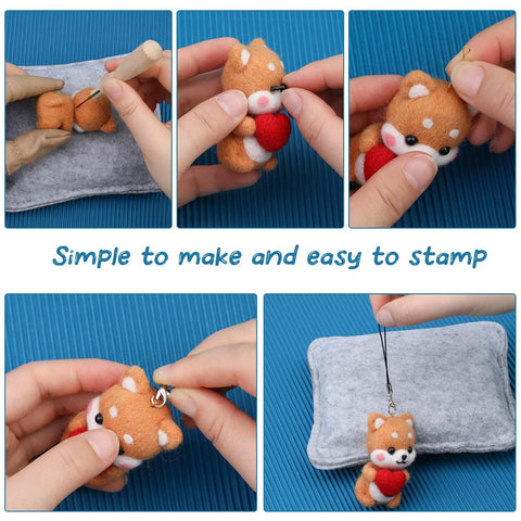 Needle Felting Starter Kit With Exquisite Green Storage Bag 18 Color Wool Roving Set Essential Felting Tools demonstration