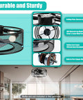 Ceiling Fan Light 18 Inch 3-Setting 40W Modern Mount for Living Room with ABS blades and copper motor.