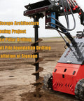 Heavy-Duty Auger Attachment For Mini Skid Steer Loader With 5.9 Inch And 7.87 Inch Drill Bits in action on dirt field
