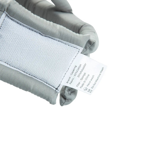 Breathable Elderly Protective Hat For Seniors And Grownups close-up tag view with size and care instructions, adjustable fit