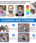 Reusable Half Face Cover With Extra Filters For Painting, Polishing, Welding And Other Work Protection, cleaning instructions