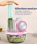 Five In One Food Prep And Storage Bowl System With Crinkle Slicing Shredding Functions, compact kitchen tool with cucumber insert.