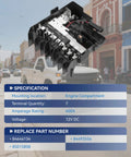 Badass Underhood Battery Distribution Fuse Block Rock Solid Abs Plastic And Metal Core Fits Chevy Silverado 1500 2500HD 3500HD And Gmc Sierra close-up with specifications.