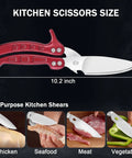 Heavy Duty Kitchen Shears For Poultry And Meat, Stainless Steel Kitchen Scissors, dishwasher safe, burgundy handle, 10.2 inches
