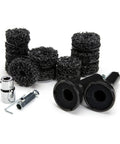 Wheel Hub and Rotor Polishing Kit with nylon pads, hex nuts, and adapters, ideal for 3/8 and 1/2 inch drills, pro grade, DIY friendly.