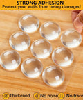 16 Pack Clear Door Handle Bumpers And Cabinet Silencers With Strong 3M Self Adhesive Sticky Wall Protectors That Slap Right On To Knock Out Rattling And Keep Things Quiet on wooden surface.