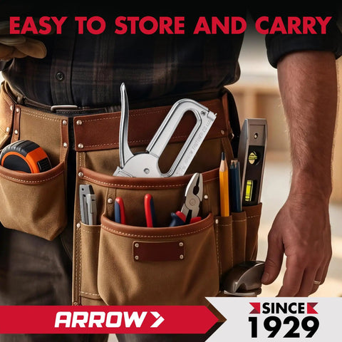 Light Duty Upholstery Staple Gun For Home And Workshop Accepts 1/4, 5/16, Or 3/8 Inch Staples in tool belt