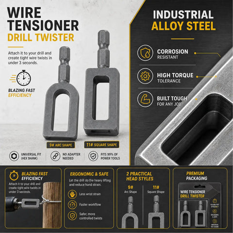 Shop Favorite Drill Wire Nut Twister Set, Depedable Hex Shank Electrician Power Tool For Fencing, Rebar Tying And Construction Sites, Fast Spin Twist Upgrade, industrial alloy steel wire tensioner drill twister bits.