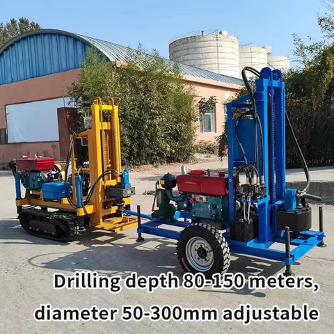 No Fuss Mini Hydraulic Water Well Drilling Rig 200 Meter Deep Borehole Drill with compact track-mounted design.
