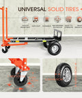 Beefy 4 In 1 Hand Truck With 360 Degree Swivel Casters, non slip wheels, 1000 lb capacity in warehouse setting