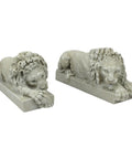 Vatican Lions Statue Replica For Home Decor And Spiritual Collectors, handcrafted resin sculptures in antique stone finish, side view