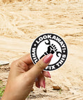 Hand holding Funny Handyman Mechanic Sticker Set Waterproof Vinyl Decals For Cars Trucks Laptops Helmets 4 Inch round sticker
