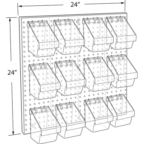 Clear Pegboard Wall Organizer With 12 Buckets 24W By 24H Panel Built To Last Heavy Duty High Impact Styrene Durable Garage And Workshop Storage