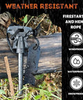 Go-To Survival Fire Starter Kit With Flint And Steel 4 Inch Magnesium Ferro Rod Waxed Hemp Rope in wet outdoor setting