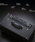 Top view of Katana 50 Gen 3 50-Watt 1x12 Guitar Combo Amp Bundle controls including input jack, amplifier knobs, and tone settings.