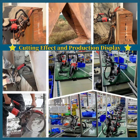 Heavy Duty Brushless Electric Diamond Circular Saw Built To Crush Concrete Walls Fast With 9500W Power And 3000 Rpm during cutting demonstration.