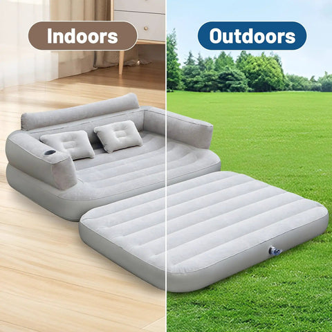 Full Size Inflatable Sofa Bed With Air Pump Easy Inflate Couch for indoors and outdoors use