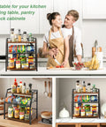 Three Tier Wooden Countertop Organizer For Kitchen And Office Space Saver, Snack Candy Display Stand And Coffee Station Organizer, 3 Tier Condiment And Tea Storage For Soda Cans, Pantry, Bathroom, Or Bar, White With Black Accents